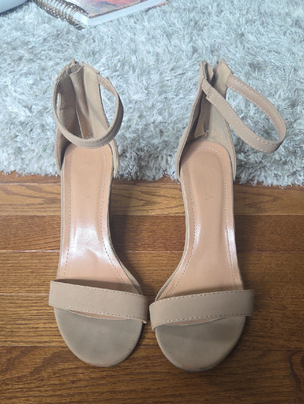 TOP Moda Nude Ankle-Strap Open-Toe Heels